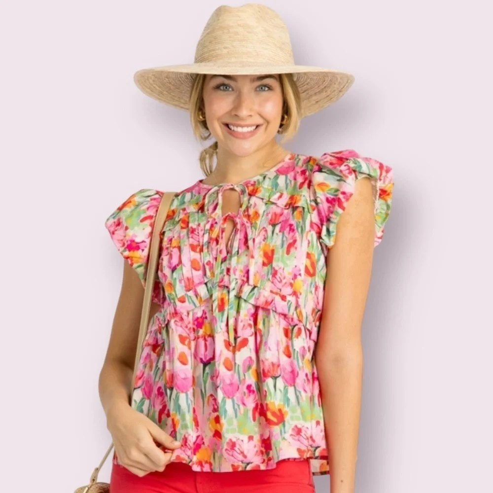 Tulips Ruffle Top Red - Picture 14 of 14